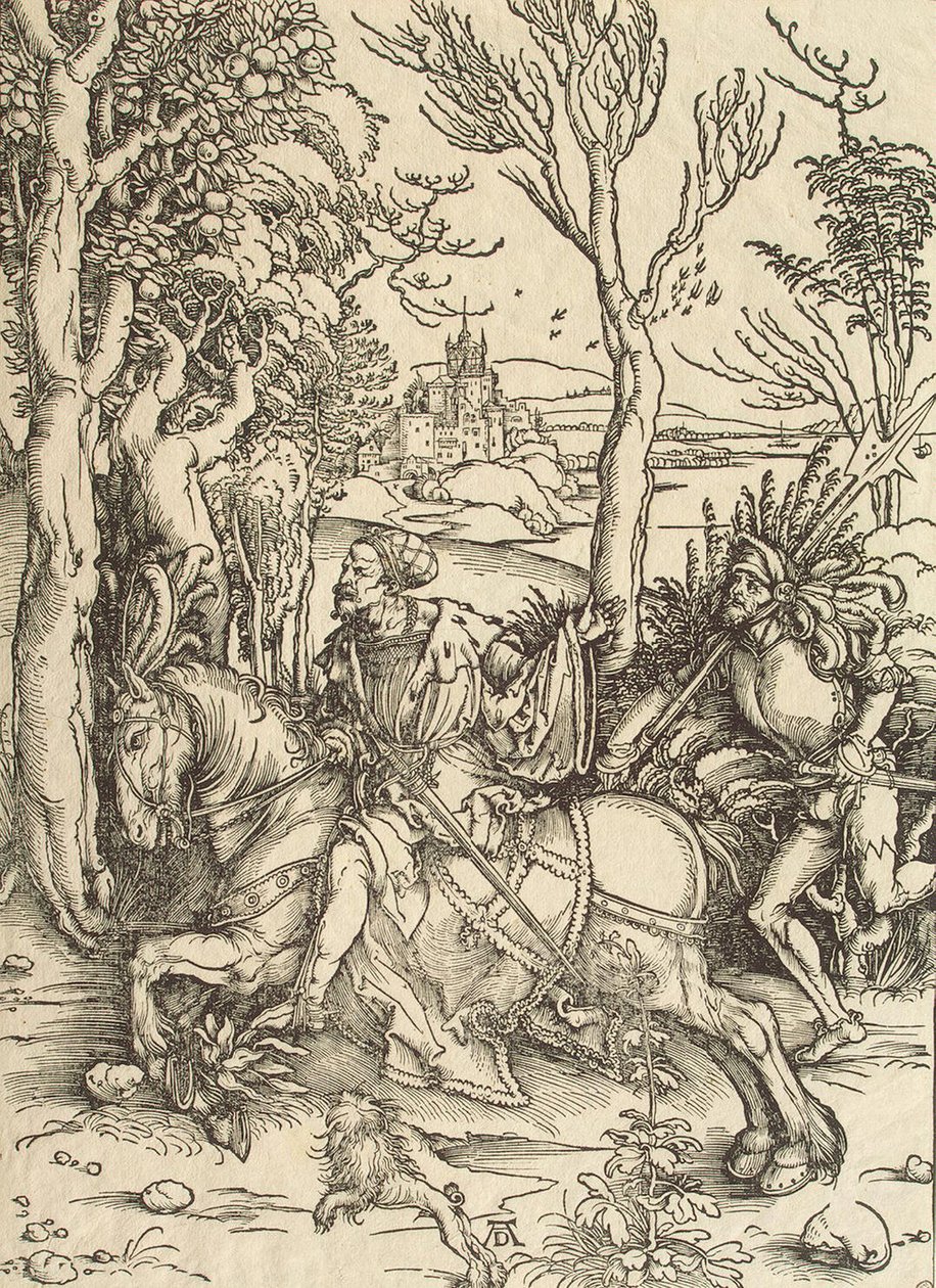 Knight och Lansquenet, ca. 1497 av Albrecht Dürer