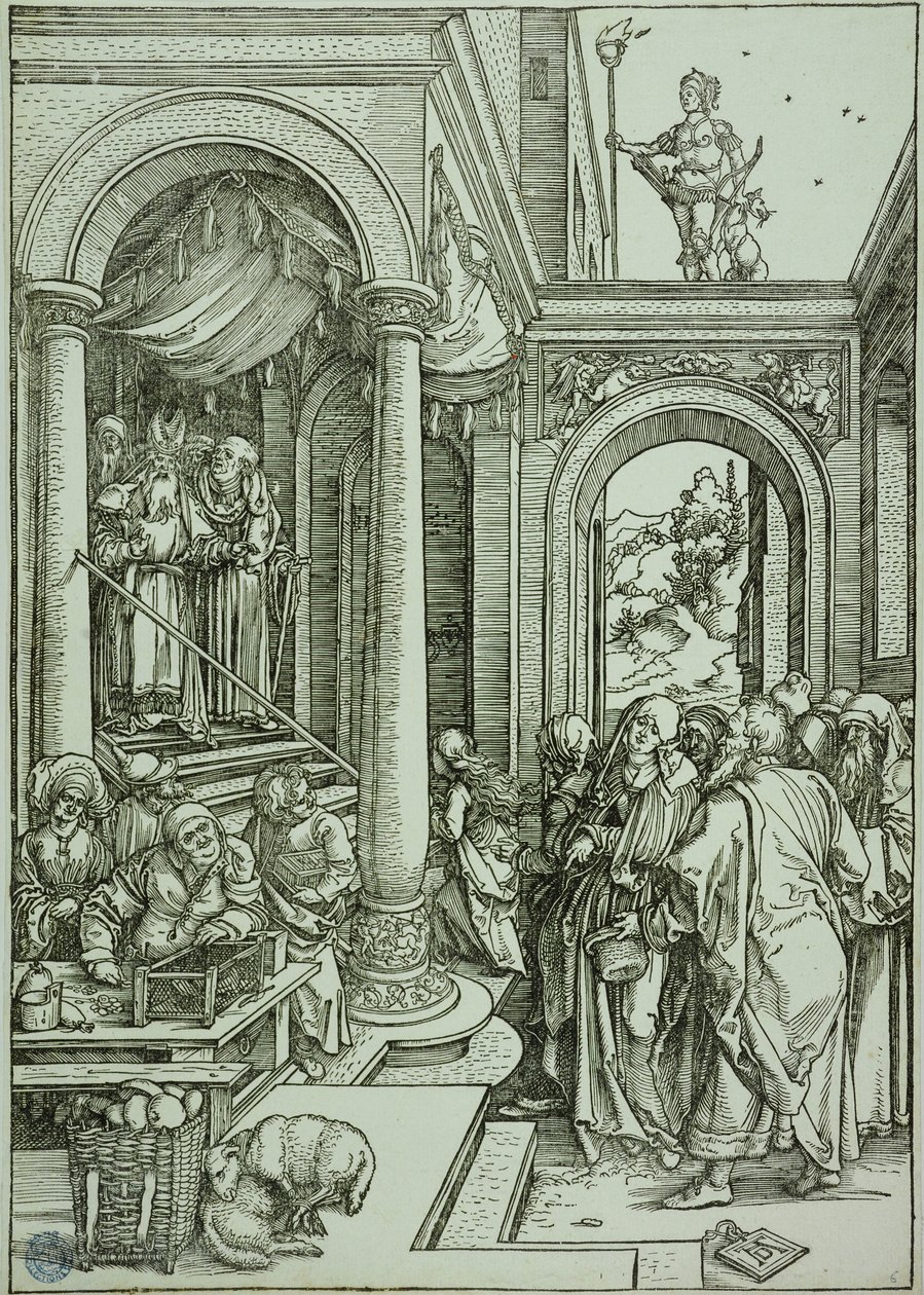 Jungfru Marias liv: Marias frambärande i templet (Bartsch 81) av Albrecht Dürer