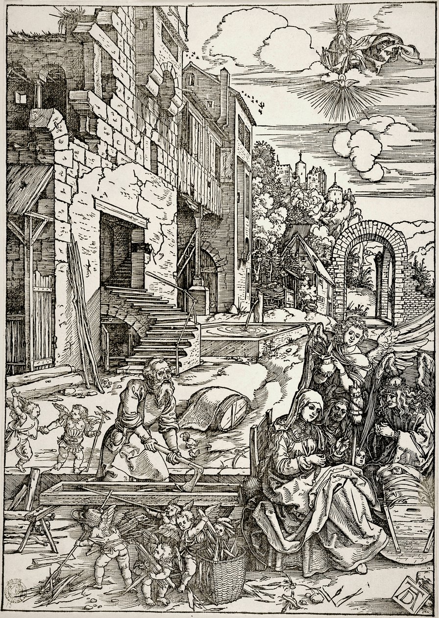 Jungfruns liv: Den heliga familjens vistelse i Egypten (Bartsch 90) av Albrecht Dürer