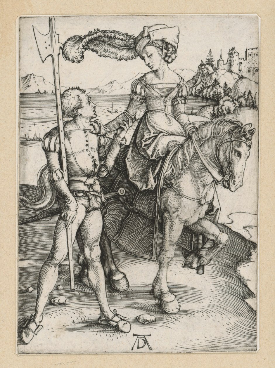 Landsknekt och ung dam till häst av Albrecht Dürer