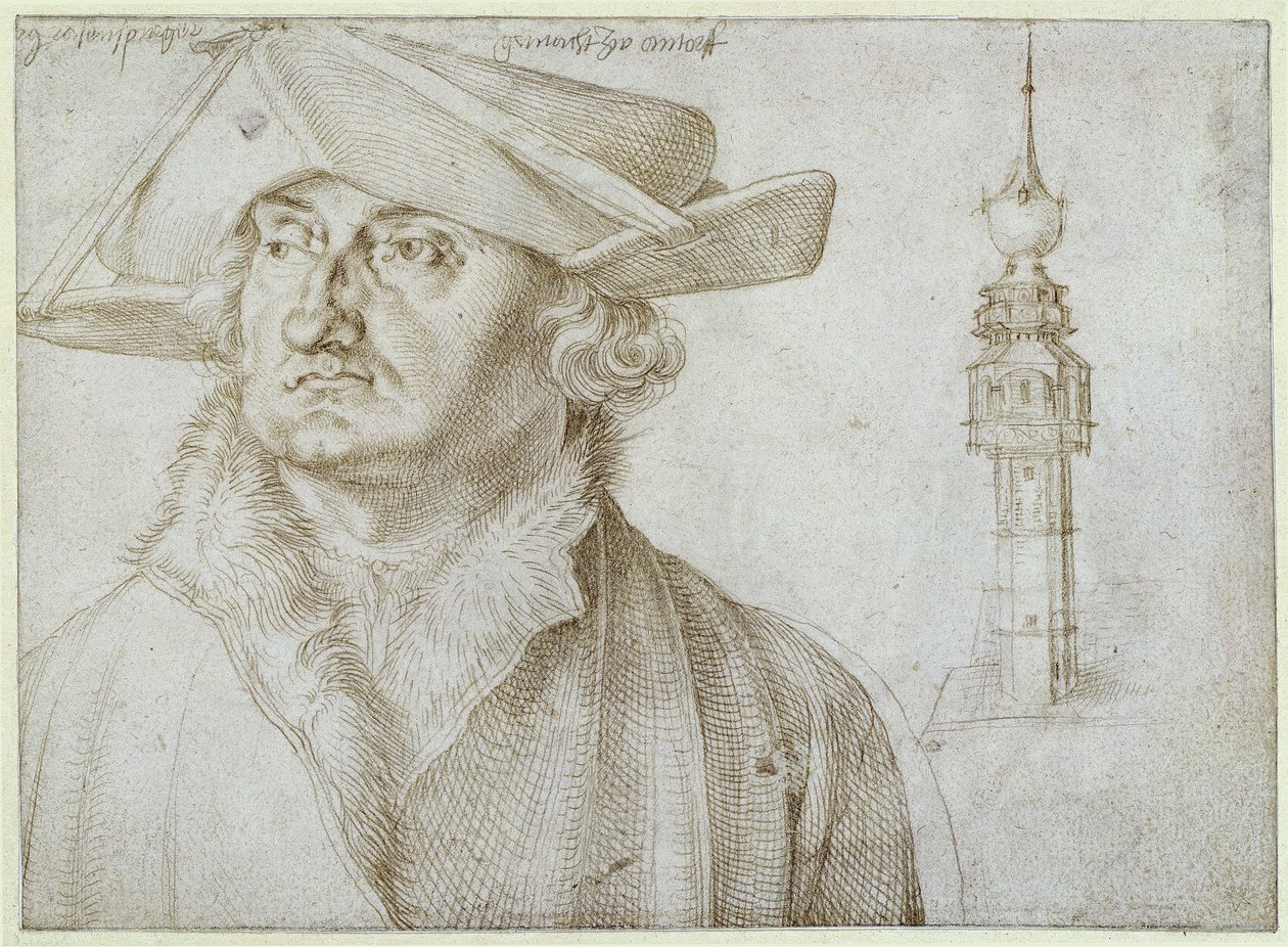 Lazarus Ravensburger och tornet på Liere-gården i Antwerpen av Albrecht Dürer