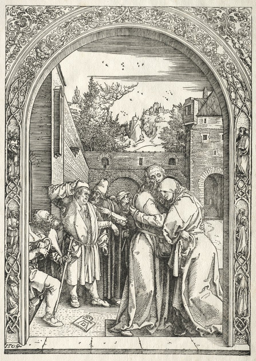 Jungfruns liv: Joachim och Anna omfamnar under den gyllene porten av Albrecht Dürer