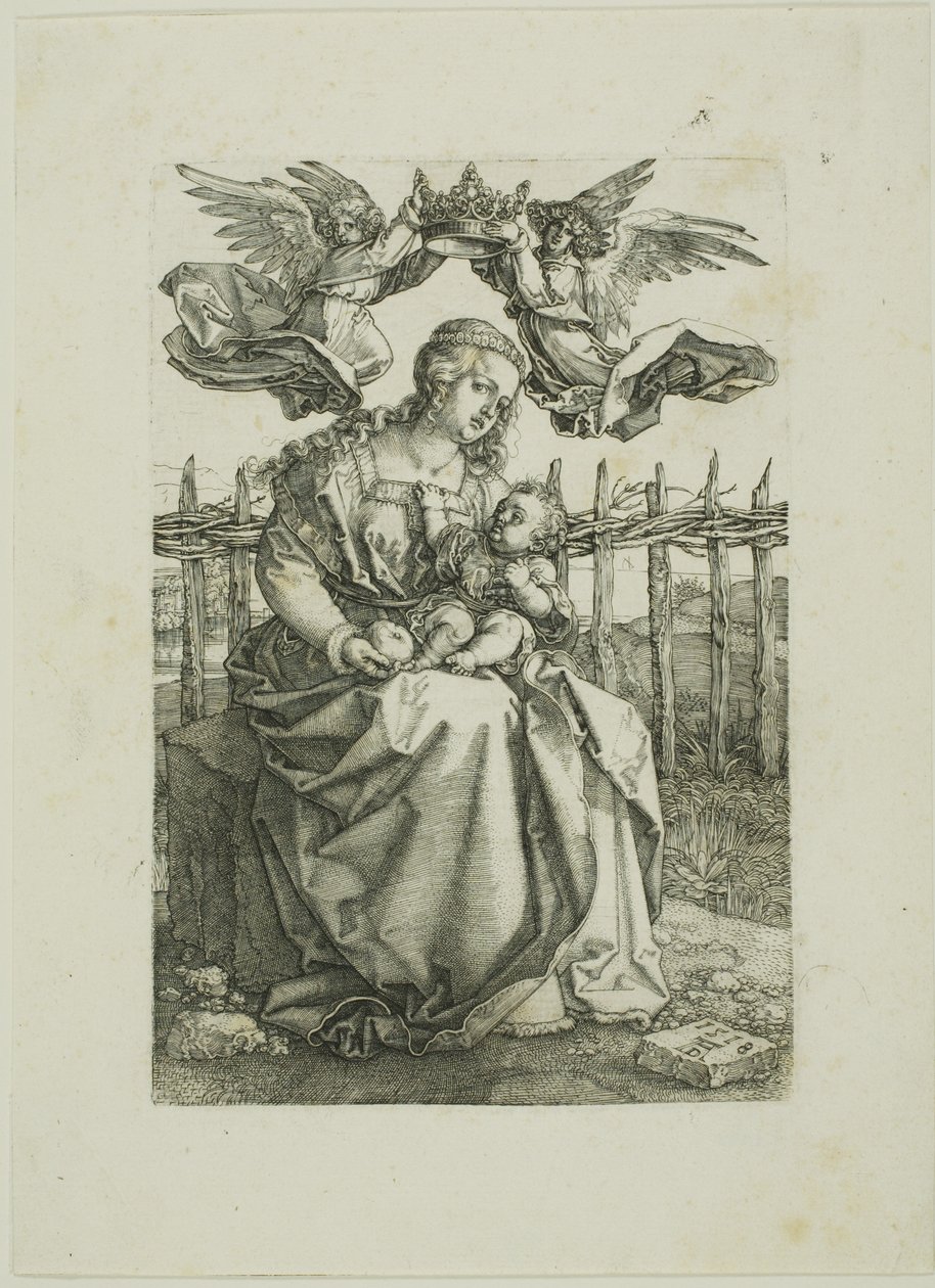 Madonna krönt av två änglar av Albrecht Dürer
