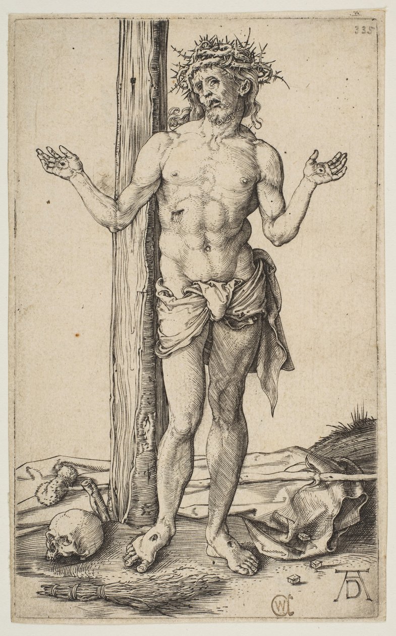 Man av sorger med utsträckta armar, ca. 1500. av Albrecht Dürer