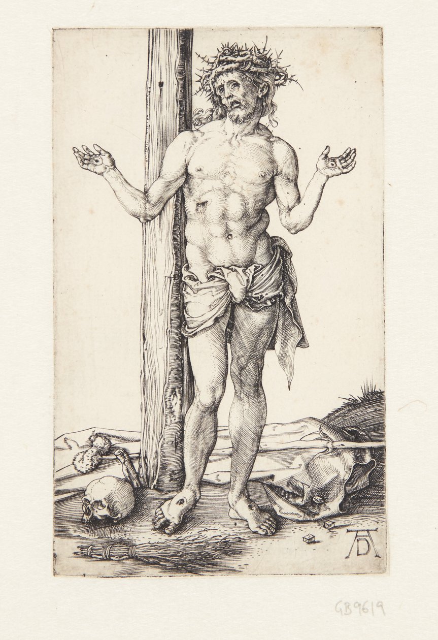 Man av sorger med händerna upp av Albrecht Dürer