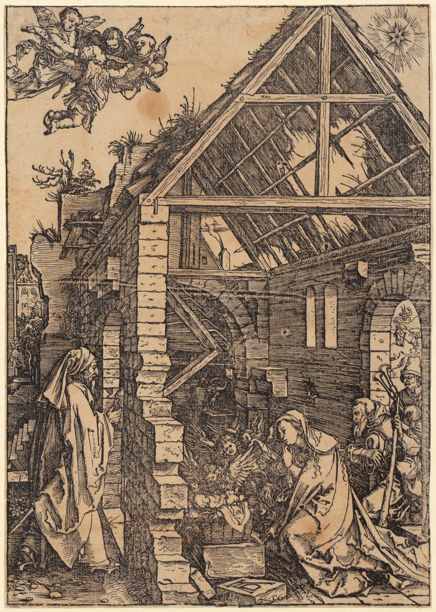 Maria på månskäran, blad 1 i serien ”Marias liv” av Albrecht Dürer