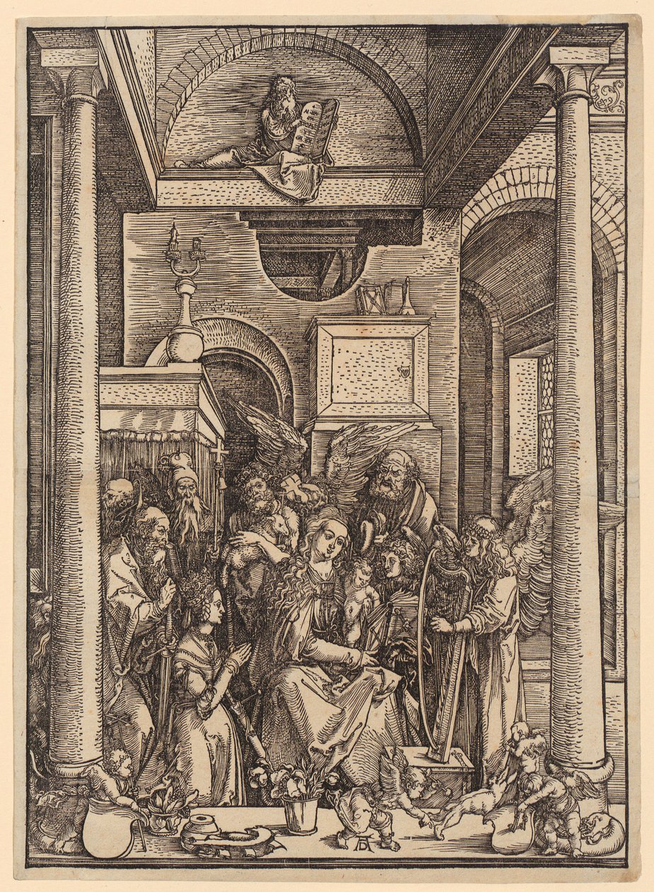 Vördnaden för Maria, blad 20 i serien ”Marias liv” av Albrecht Dürer