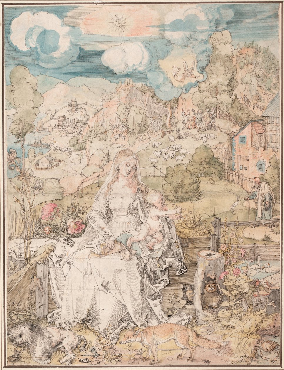 Maria bland en mängd djur, ca 1503 av Albrecht Dürer