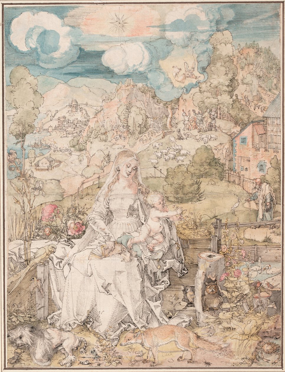 Mary bland en mängd djur, ca 1503 av Albrecht Dürer