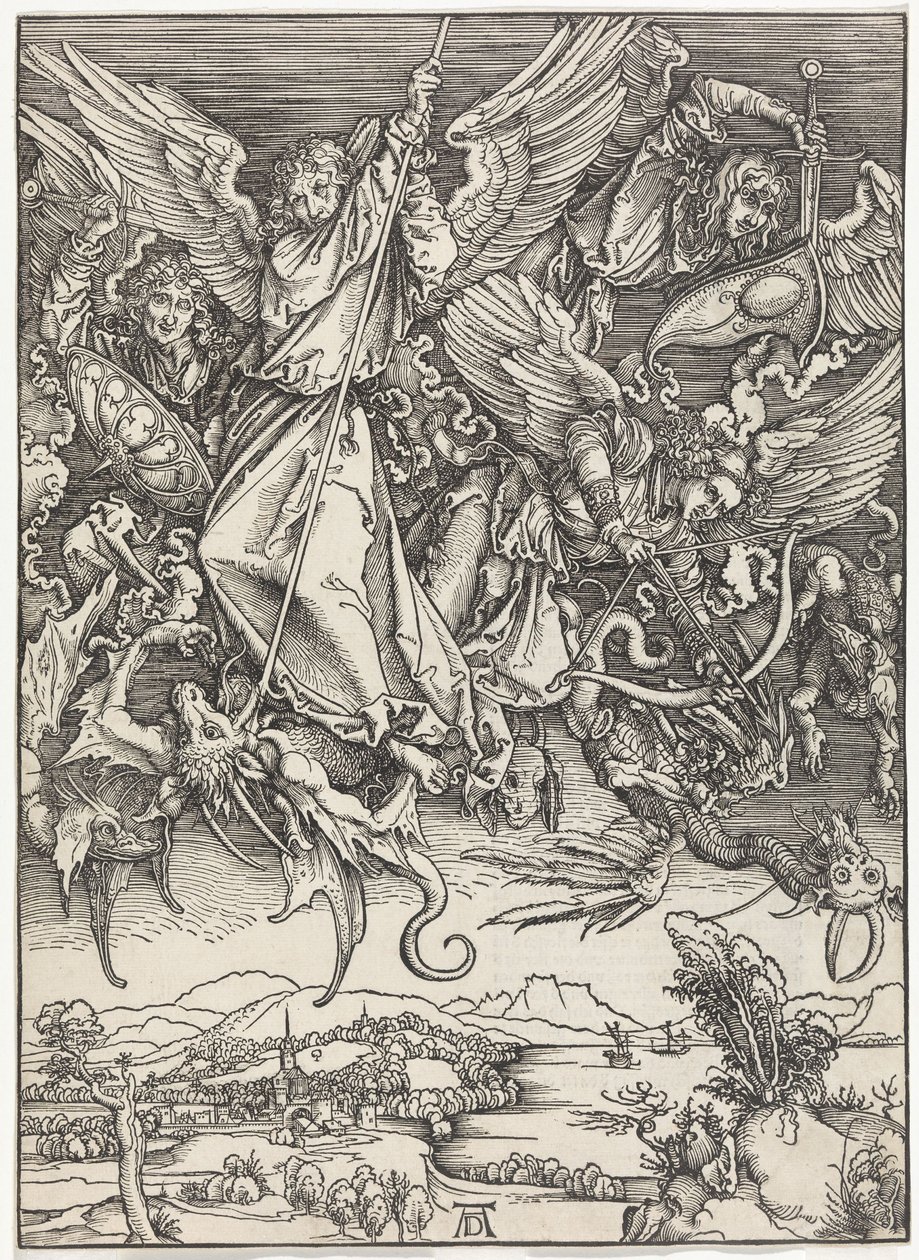 Mikael kämpar mot draken (Apokalypsen) av Albrecht Dürer