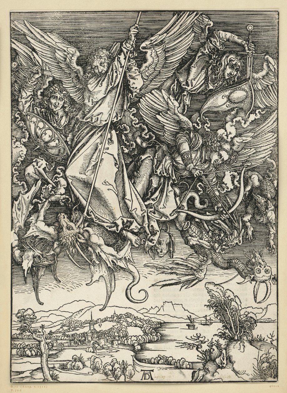 Mikaels kamp med draken (Apokalypsen) av Albrecht Dürer