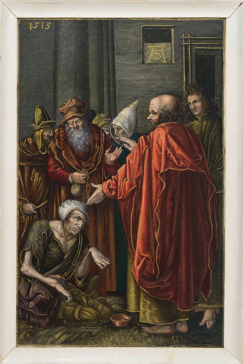 Petrus och Johannes botar en lam tiggare i templet av Albrecht Dürer