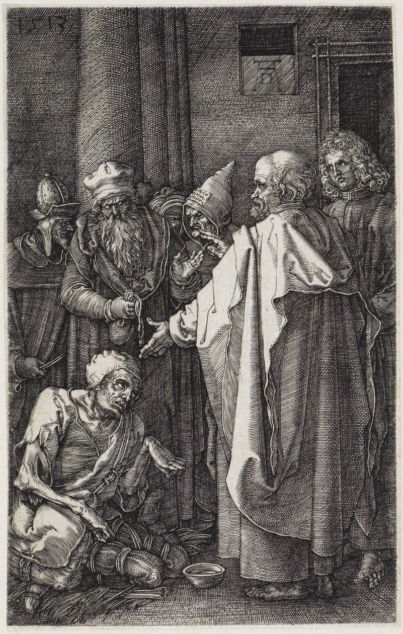Petrus och Johannes botar den lame av Albrecht Dürer