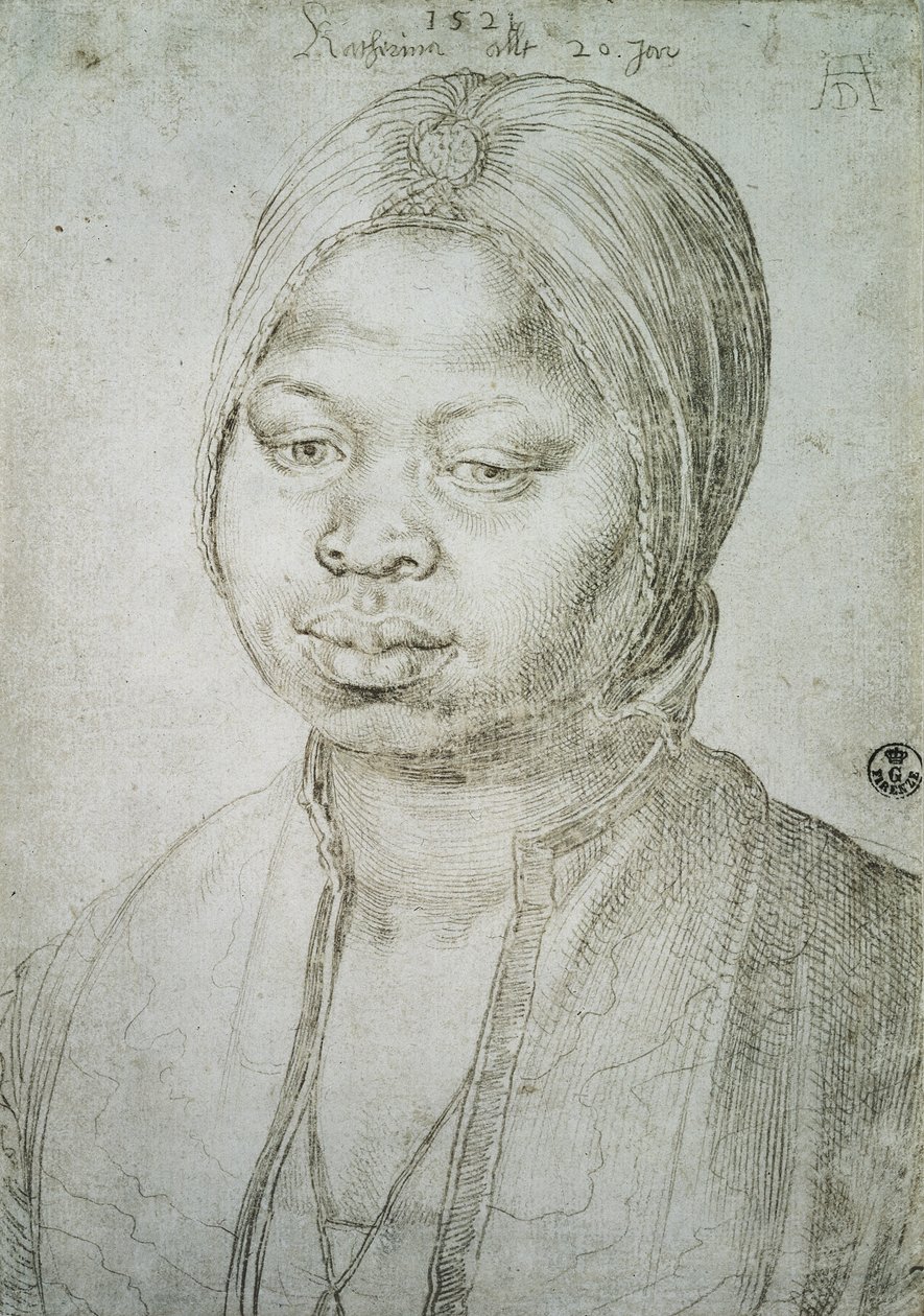 Porträtt av Katarina, den portugisiska Bradaos mulatta, 1521 av Albrecht Dürer