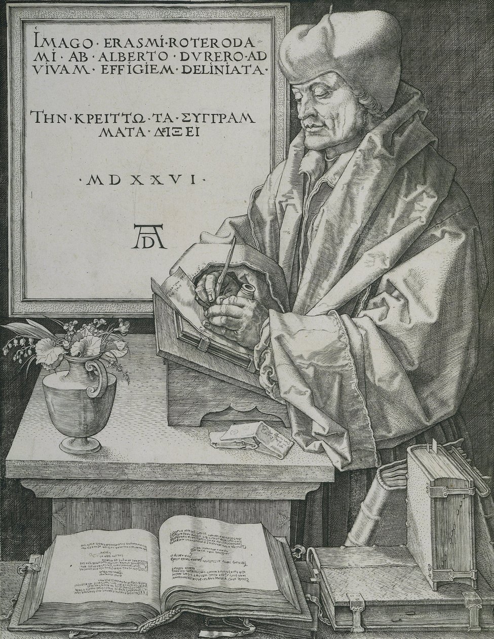 Porträtt av Erasmus, 1526 av Albrecht Dürer