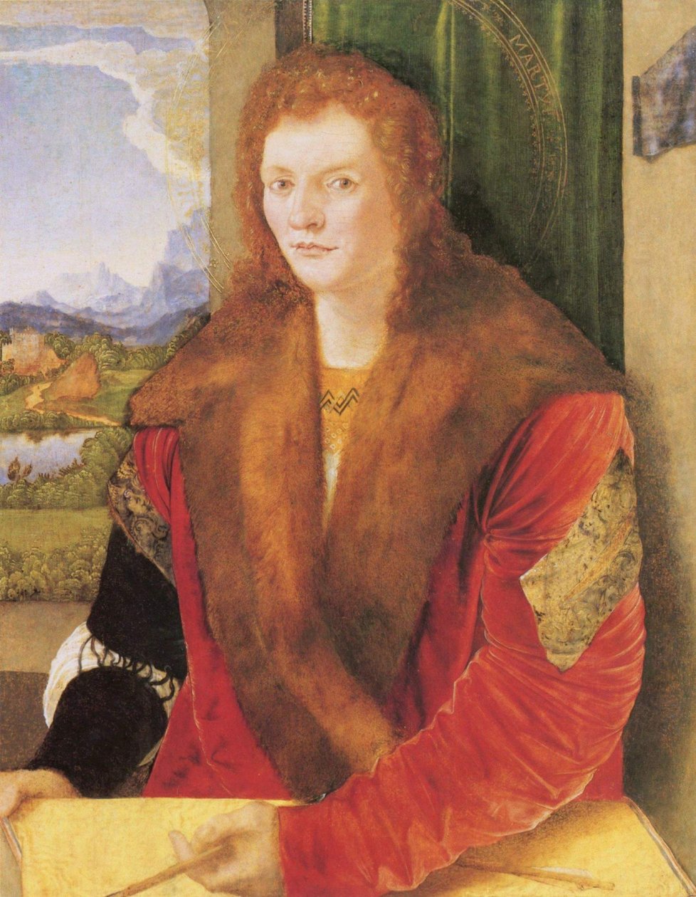 Porträtt av Sankt Sebastian med pil av Albrecht Dürer