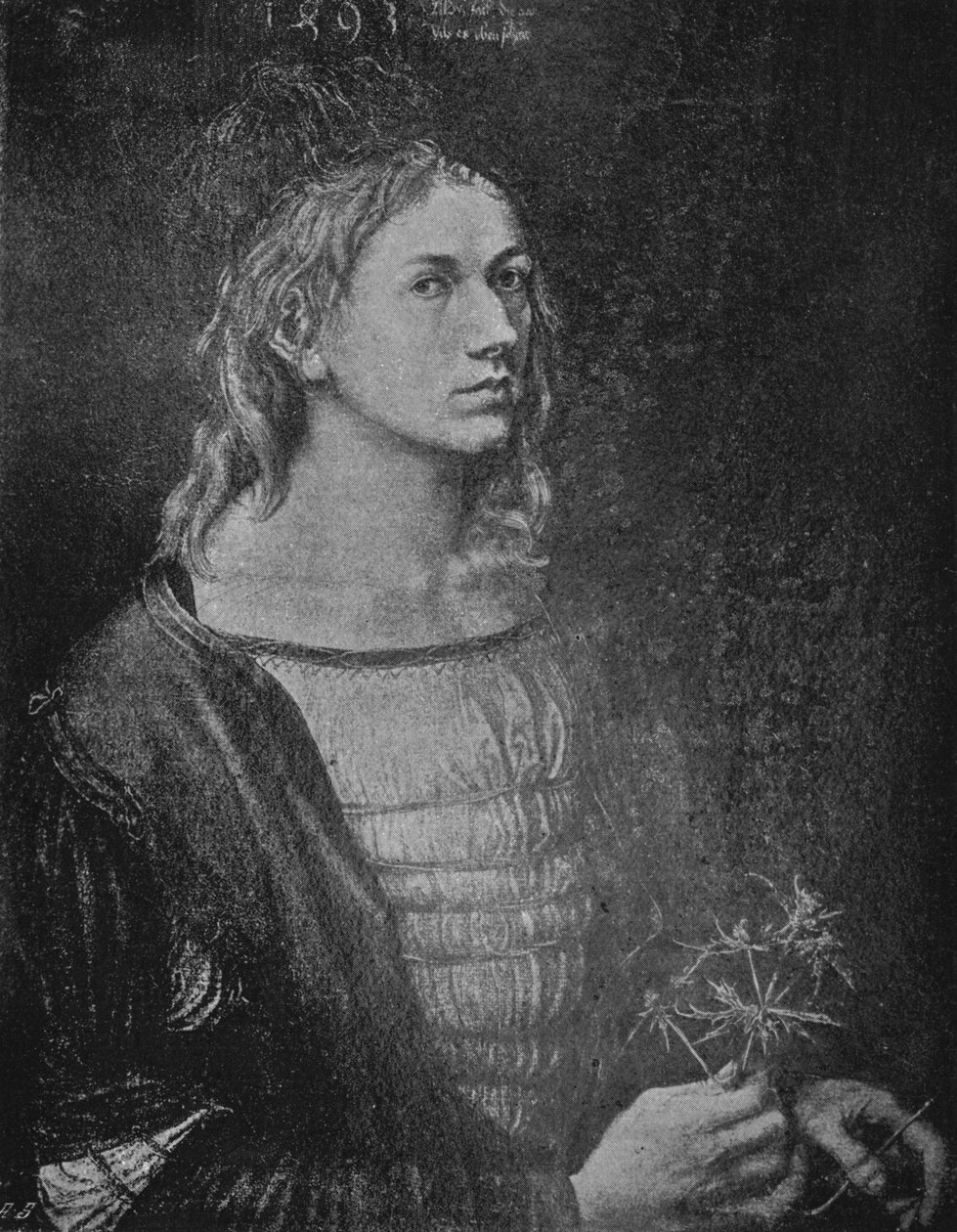 Porträtt av konstnären som håller en tistel, 1493, 1906 av Albrecht Dürer