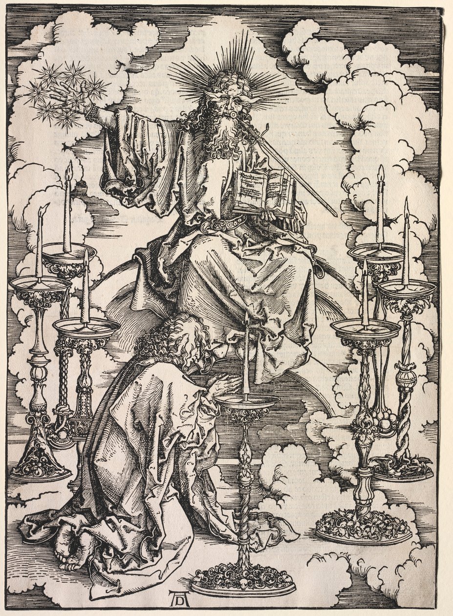 Johannes uppenbarelse: Johannes ser de sju ljusstakarna, 1511. av Albrecht Dürer