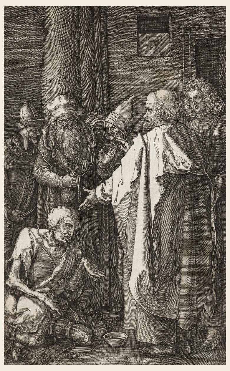 S. Peter och S. John helar den lame vid templets port av Albrecht Dürer
