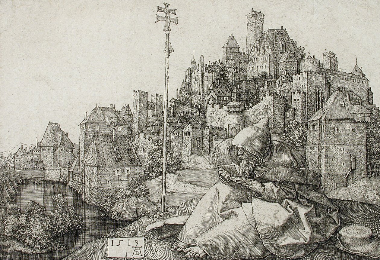 Läsning om den helige Antonius av Albrecht Dürer