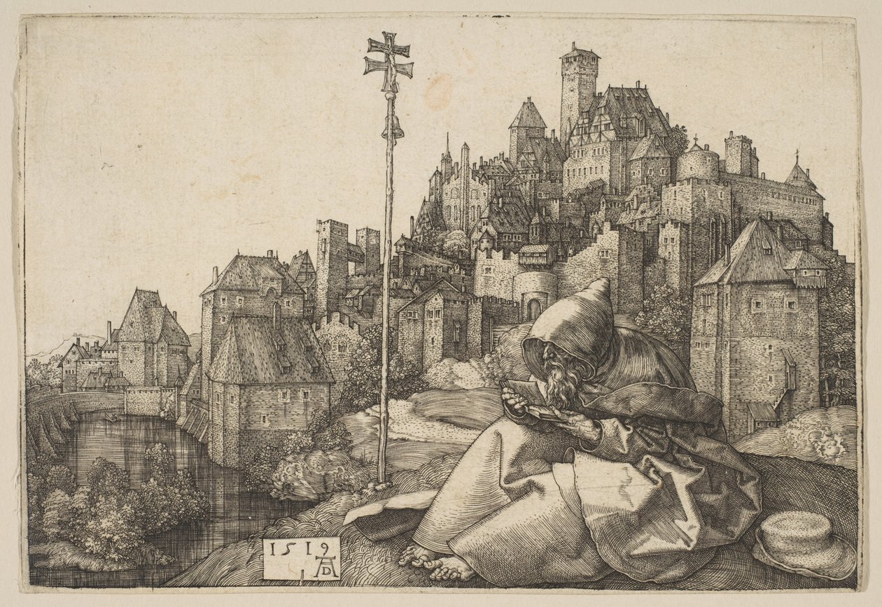 Läsning om den helige Antonius av Albrecht Dürer