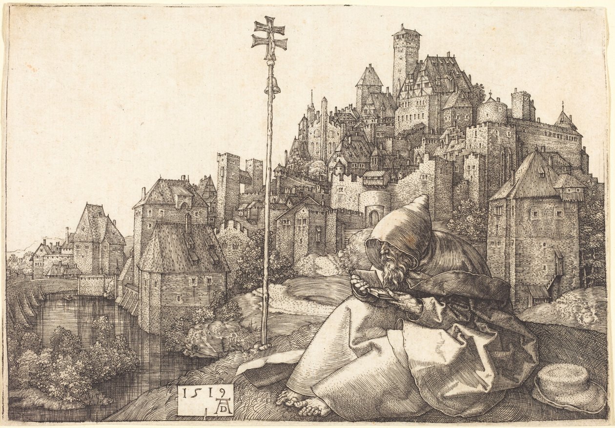 Läsning om den helige Antonius av Albrecht Dürer
