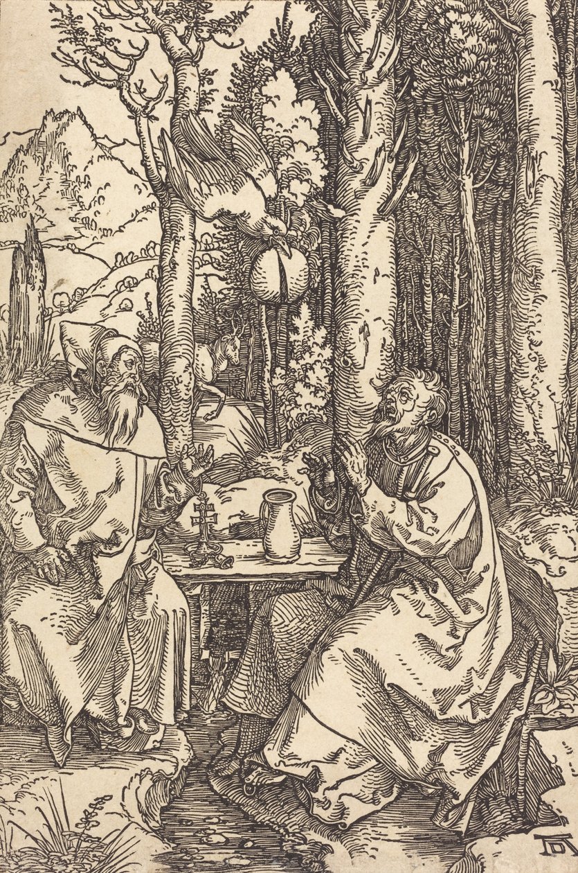 Saint Anthony och Saint Paul i vildmarken, ca. 1504. av Albrecht Dürer