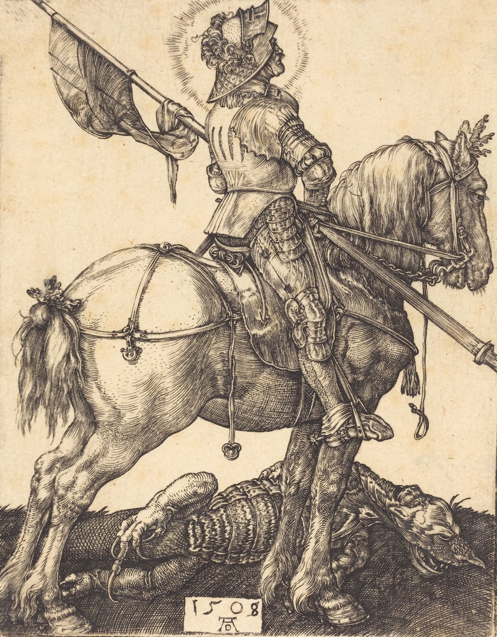 Sankt Georg till häst, 1508. av Albrecht Dürer