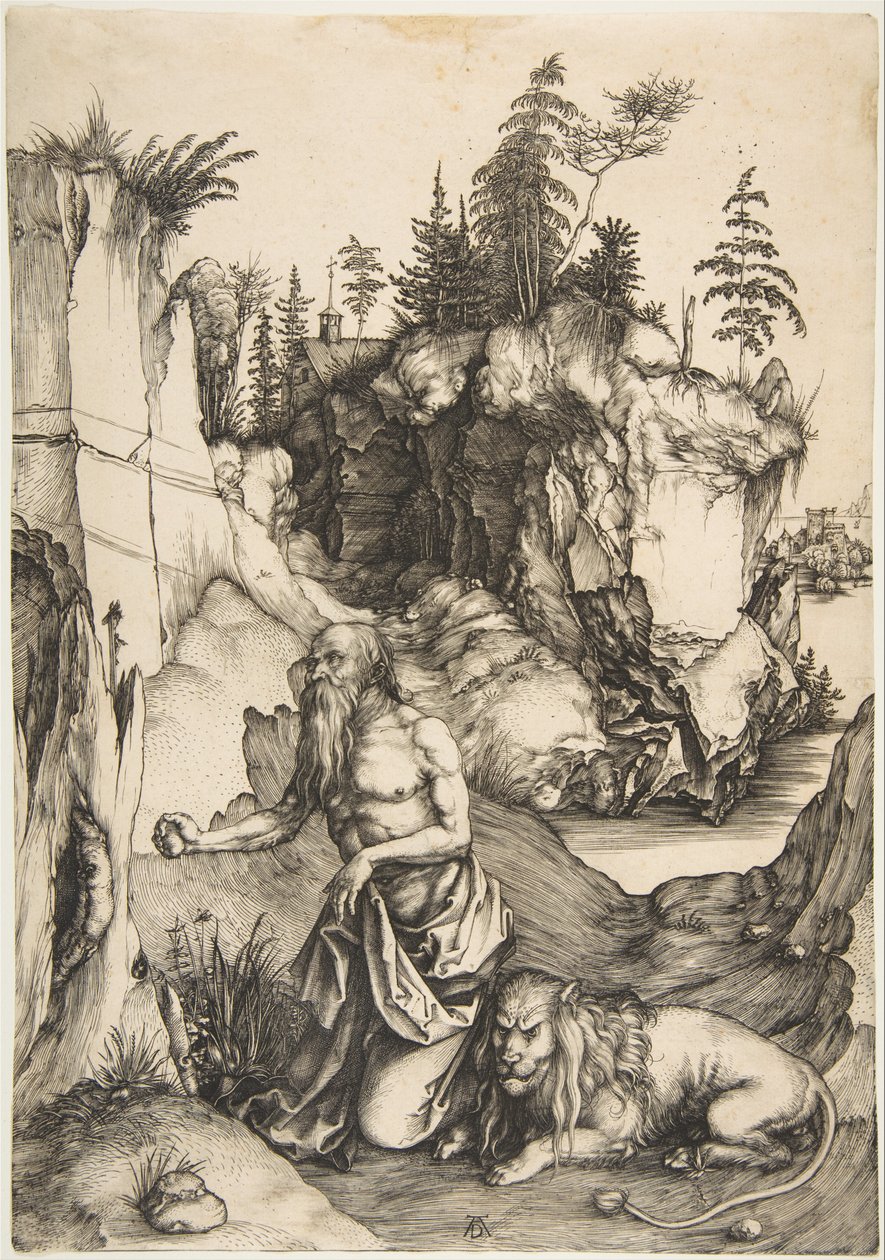 Den botgörande Sankt Hieronymus i vildmarken av Albrecht Dürer