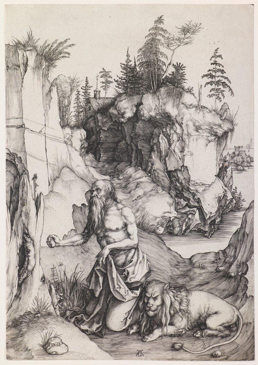 Den botgörande Sankt Hieronymus i vildmarken av Albrecht Dürer