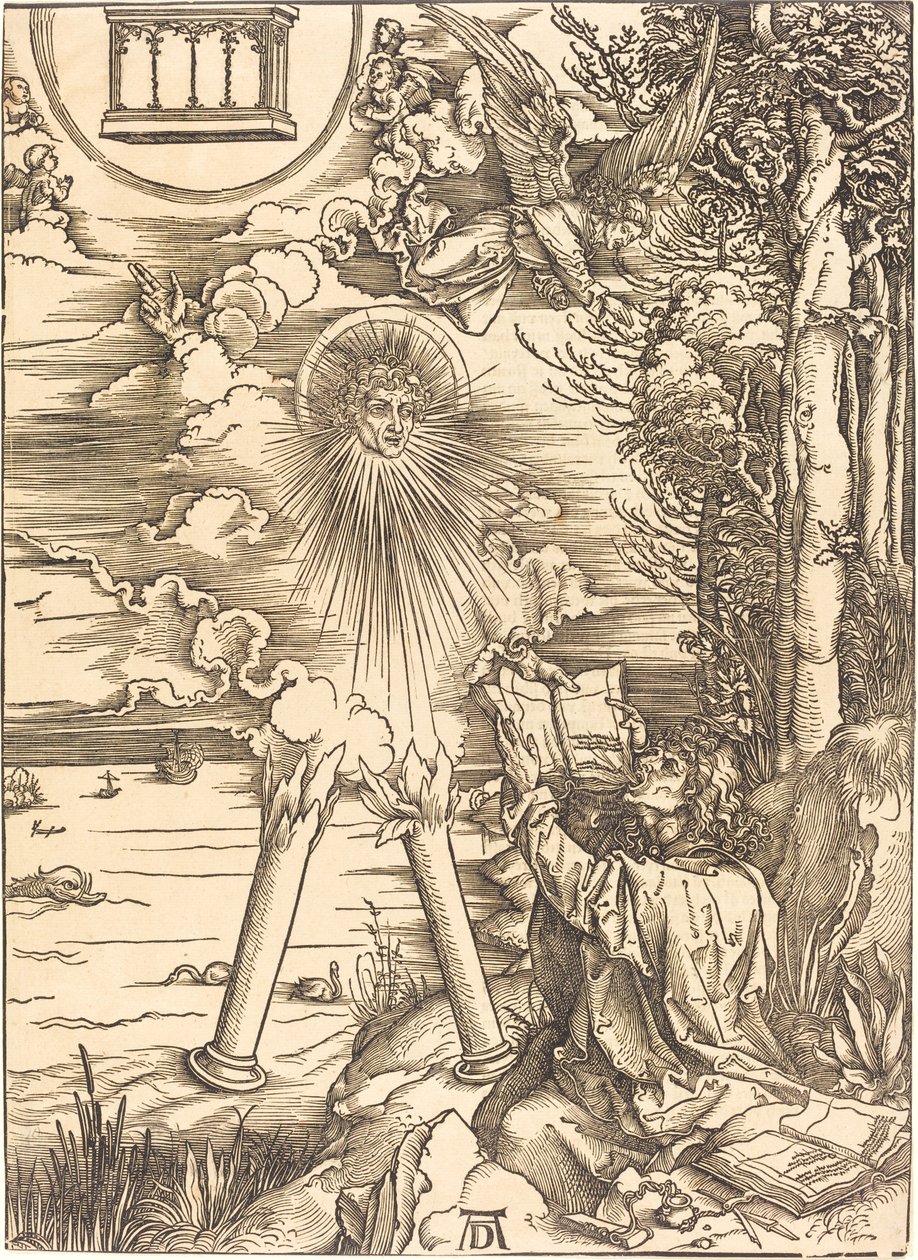 Saint John slukar boken av Albrecht Dürer