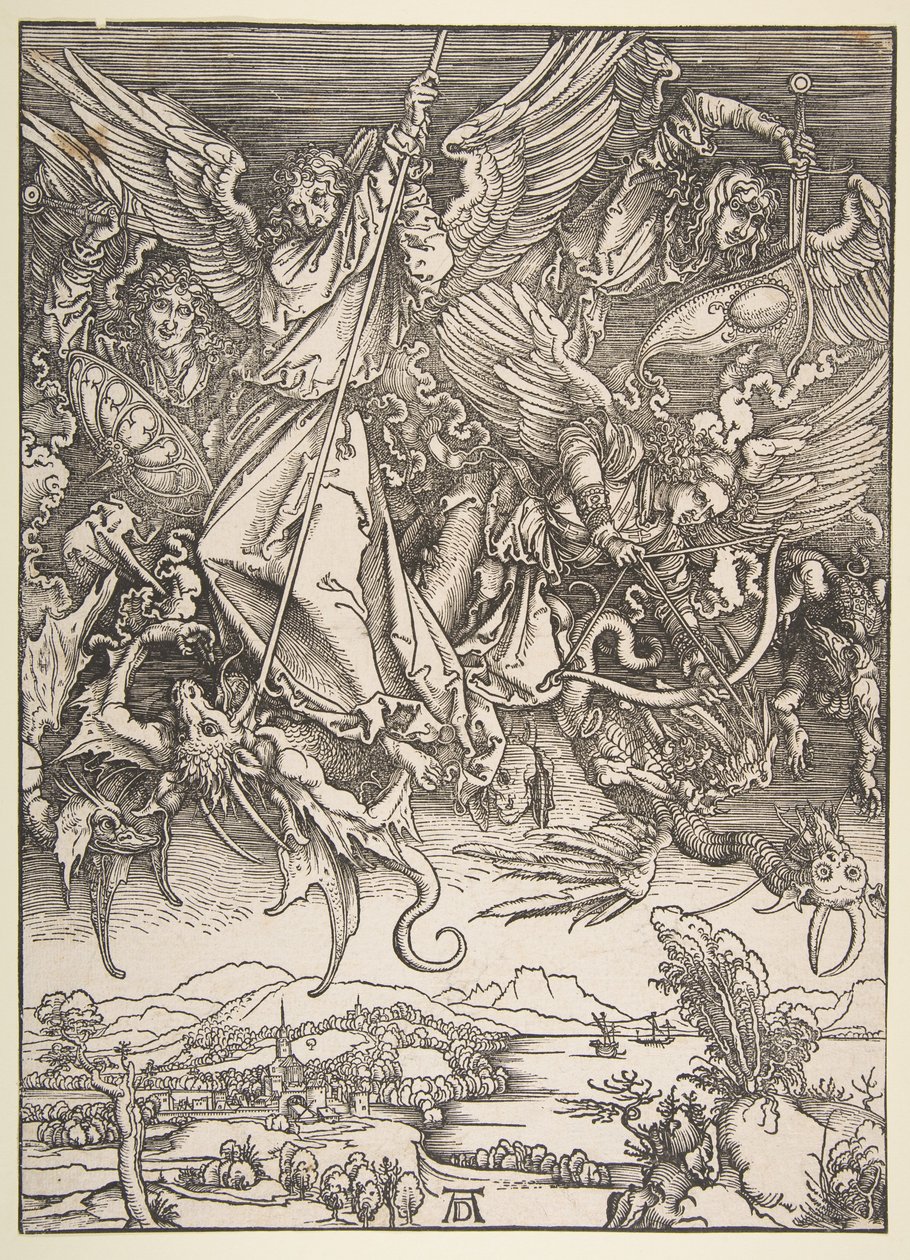 Sankt Mikael bekämpar draken, ur ”Uppenbarelseboken” av Albrecht Dürer