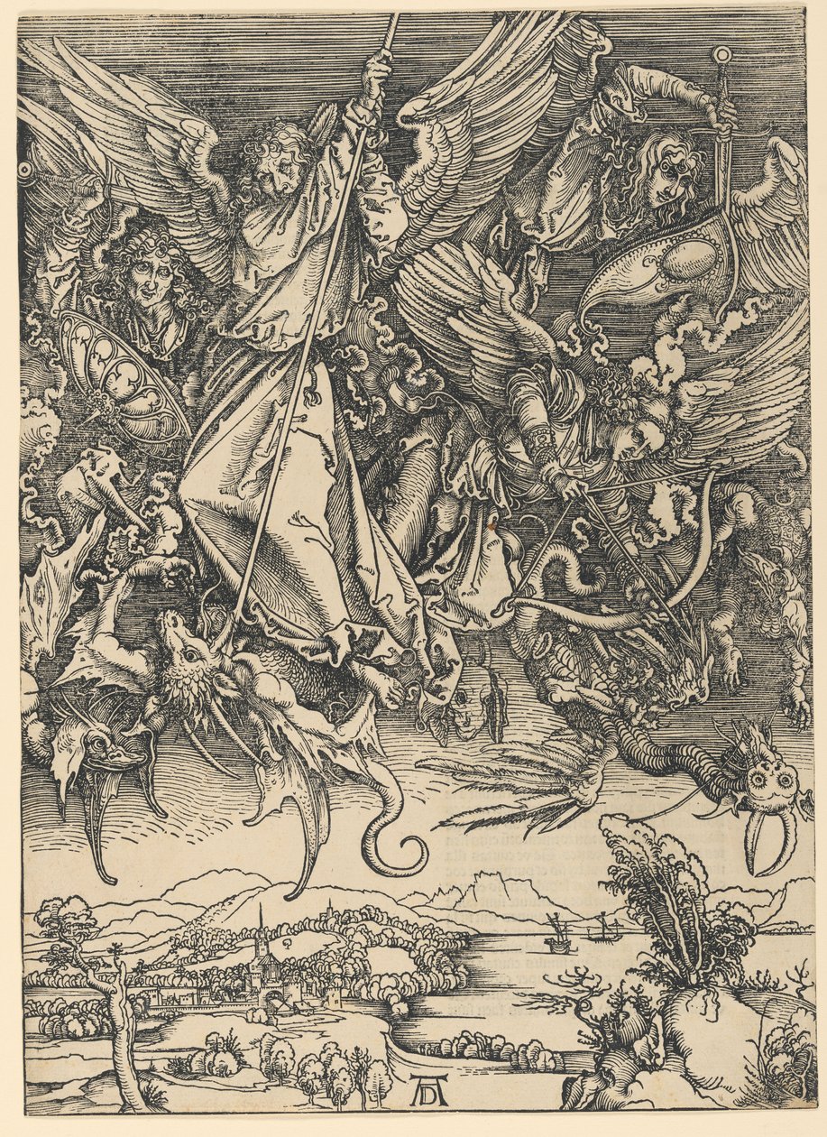 Sankt Mikael bekämpar draken, ur serien ”Apokalypsen” av Albrecht Dürer