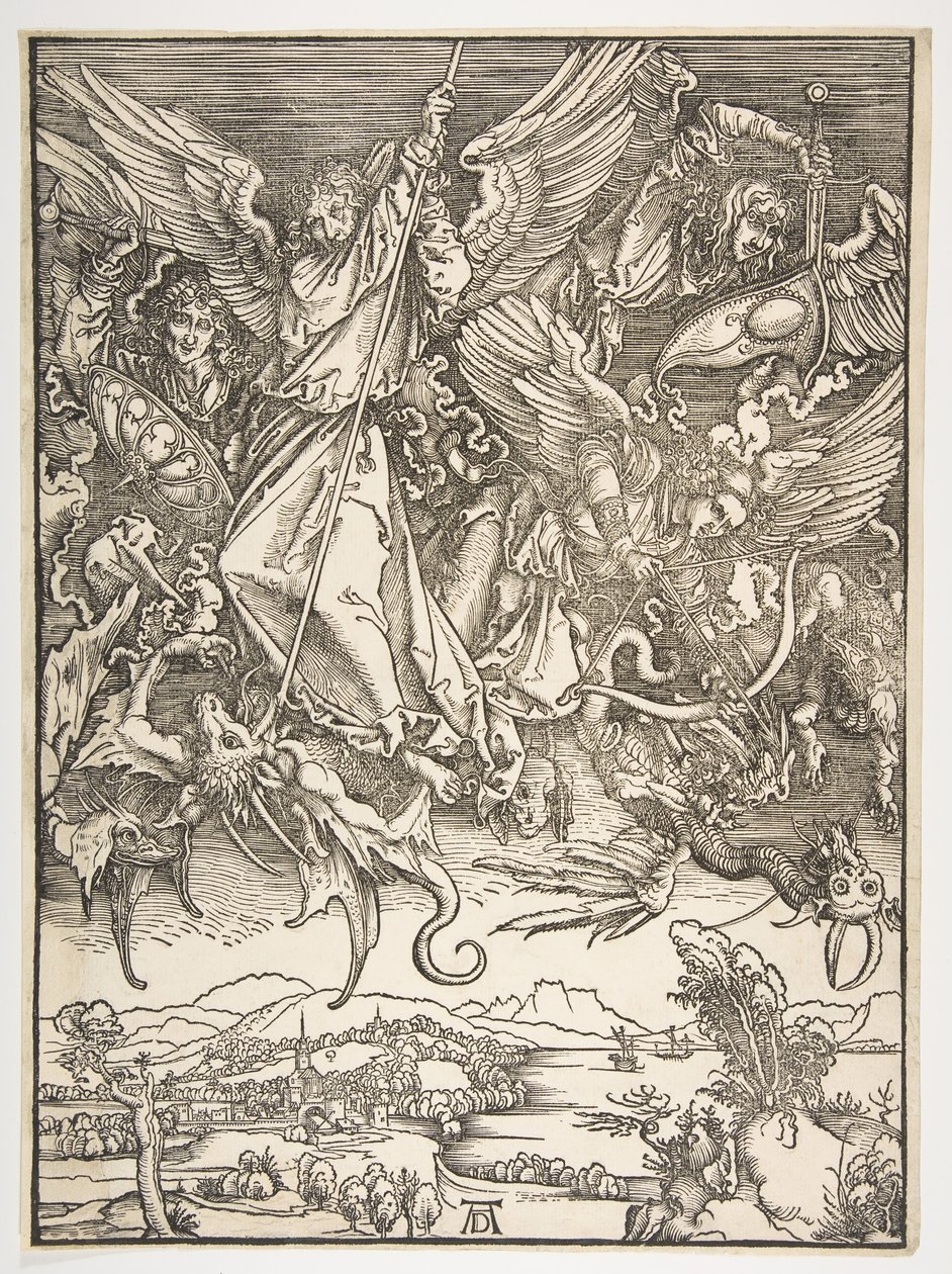 Saint Michael and the Dragon, från The Apocalypse, ca. 1498. av Albrecht Dürer
