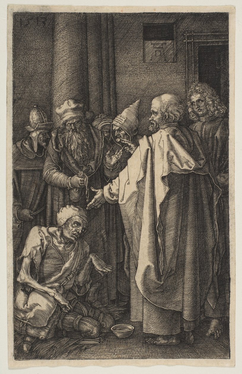 Sankt Peter och Sankt Johannes vid templets port, från The Passion, 1513. av Albrecht Dürer