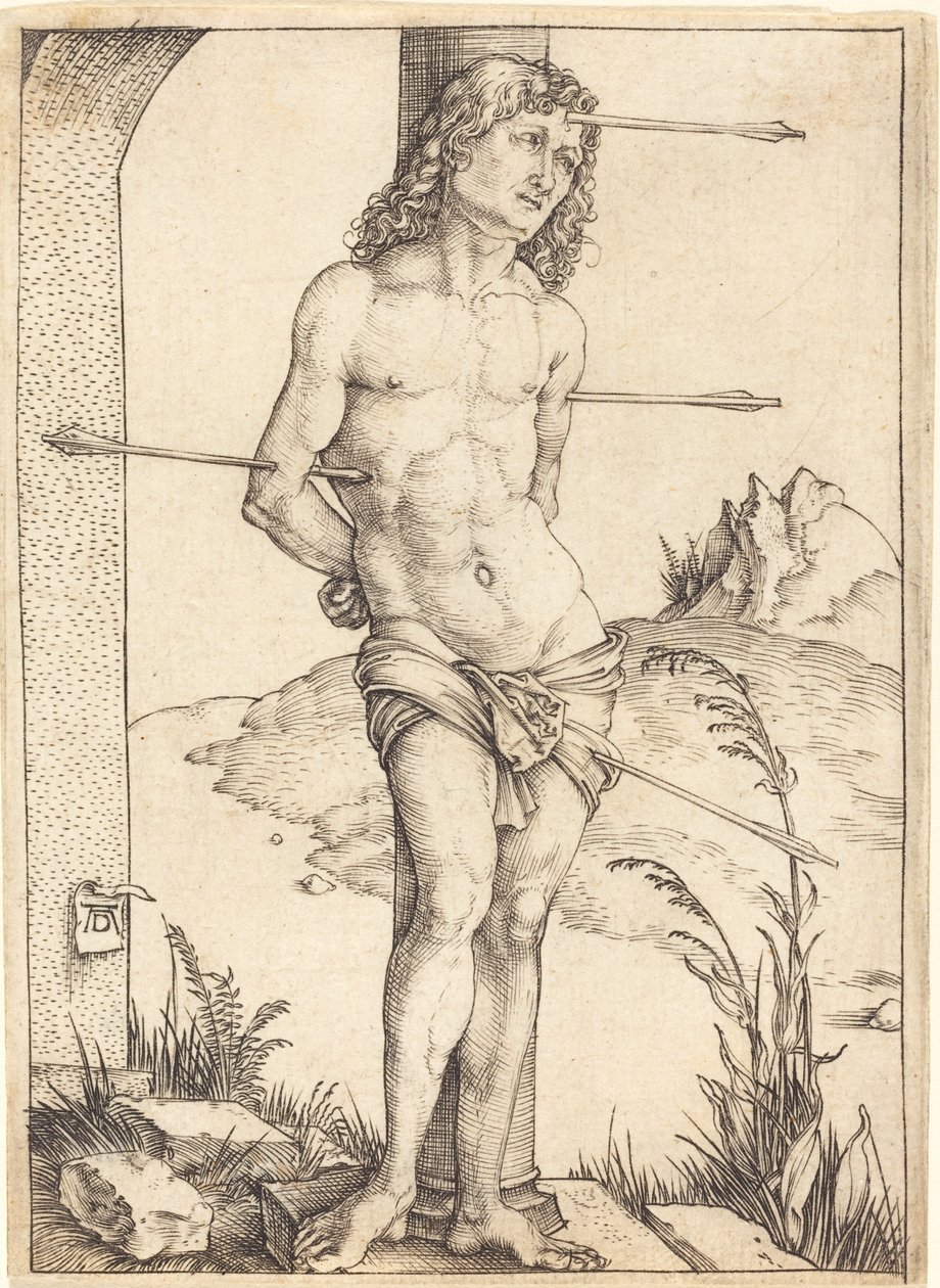 Saint Sebastian bunden till kolonnen av Albrecht Dürer