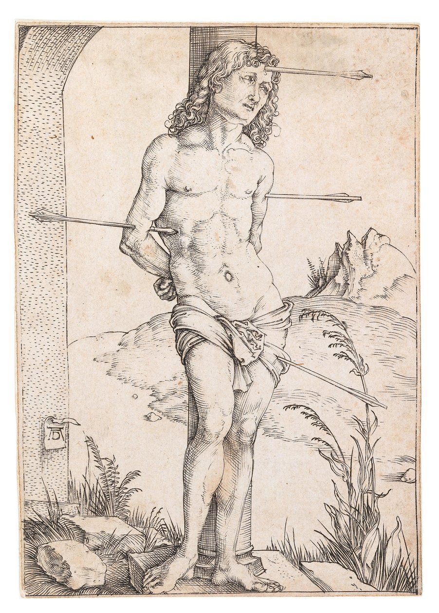 Sankt Sebastian vid kolonnen, ca. 1500. av Albrecht Dürer