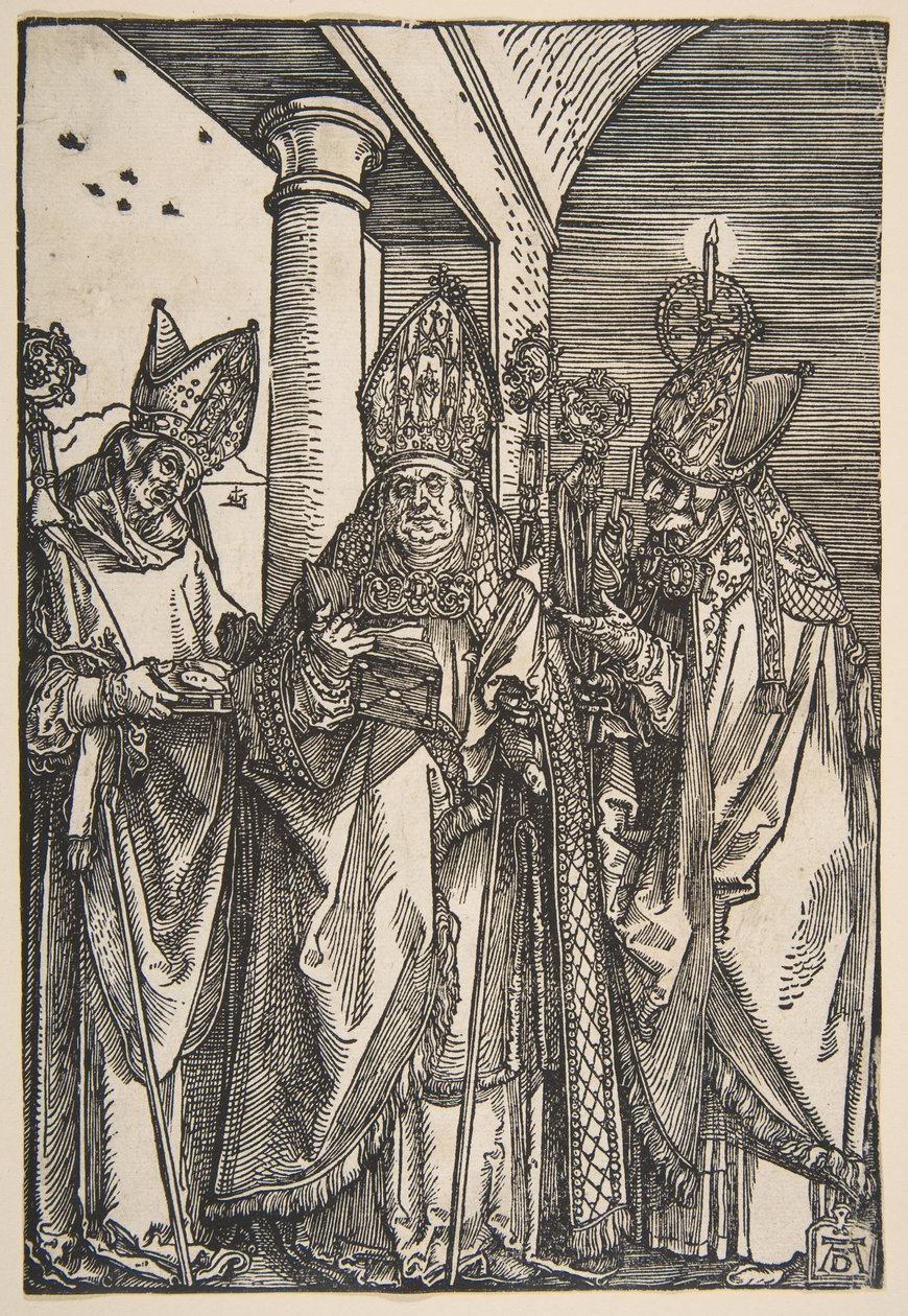 Saints Nicholas, Ulrich och Erasmus.n.d. av Albrecht Dürer