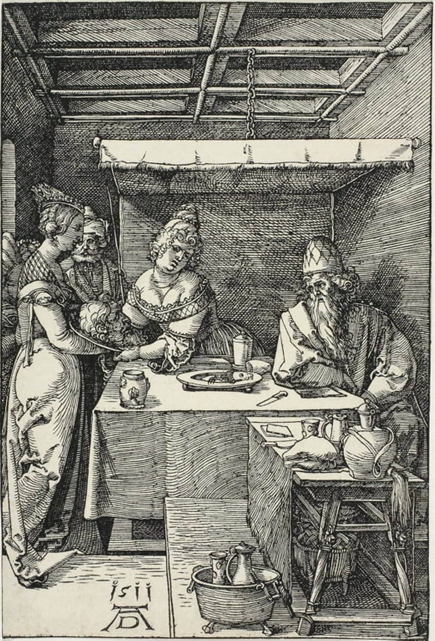 Salome presenterar Johannes döparens huvud för Herodias av Albrecht Dürer