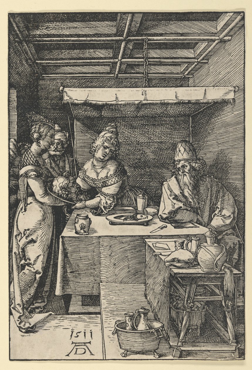 Salome överlämnar Johannes Döparens huvud till sin mor, Herodias av Albrecht Dürer