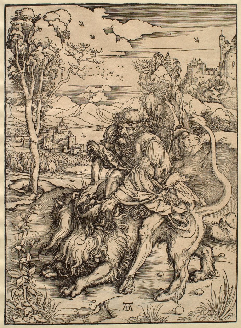Simson kämpar med lejonet av Albrecht Dürer