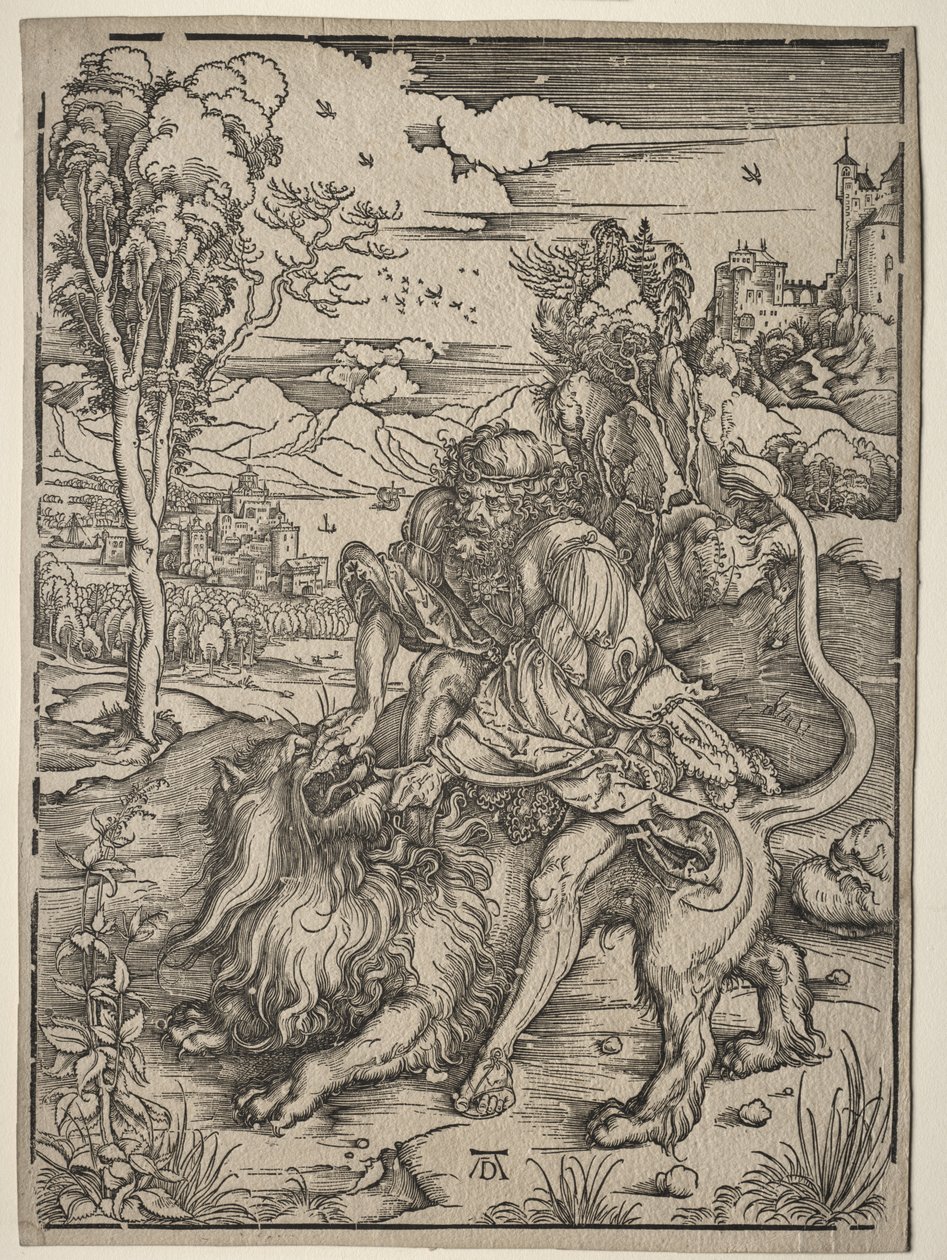 Samson dödar lejonet av Albrecht Dürer