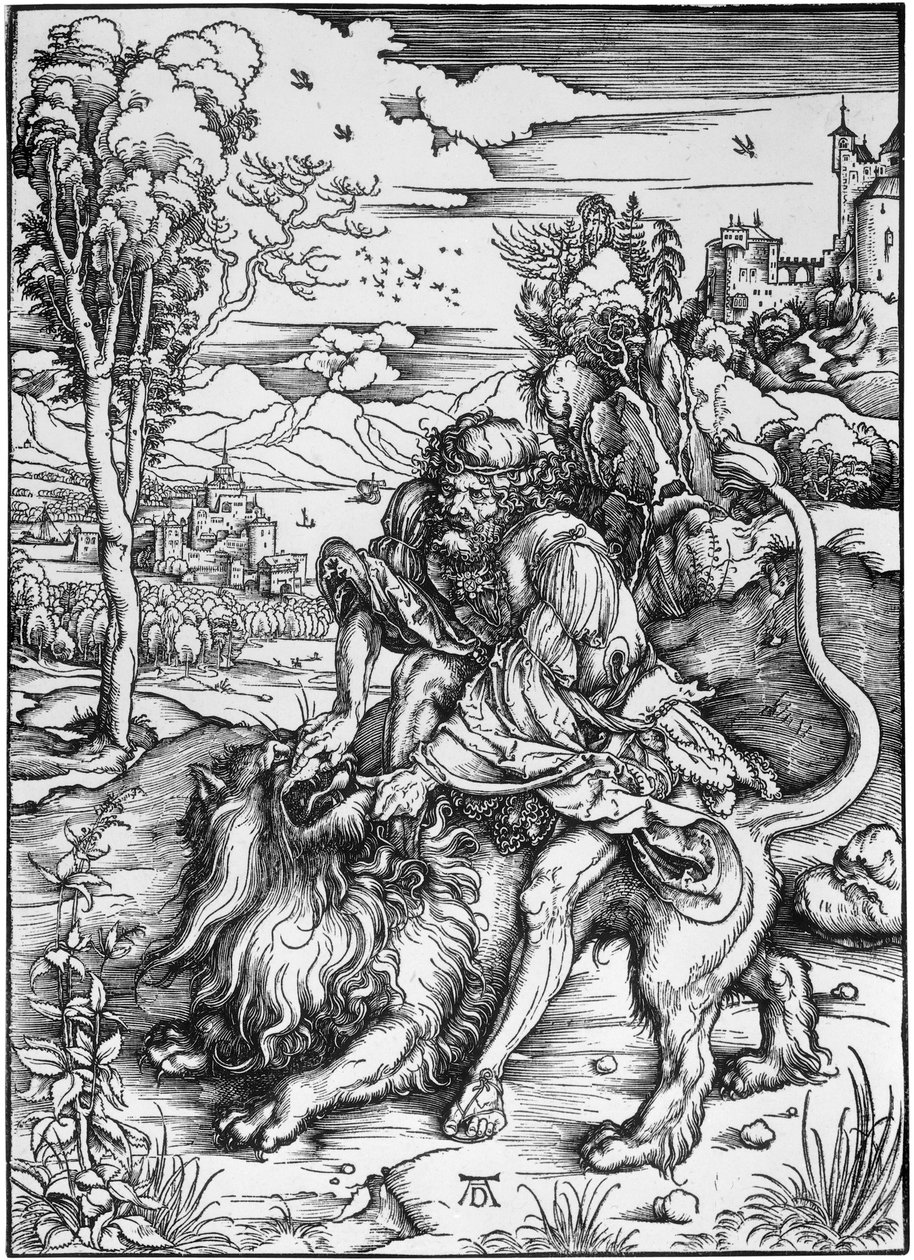 Samson dödar lejonet av Albrecht Dürer