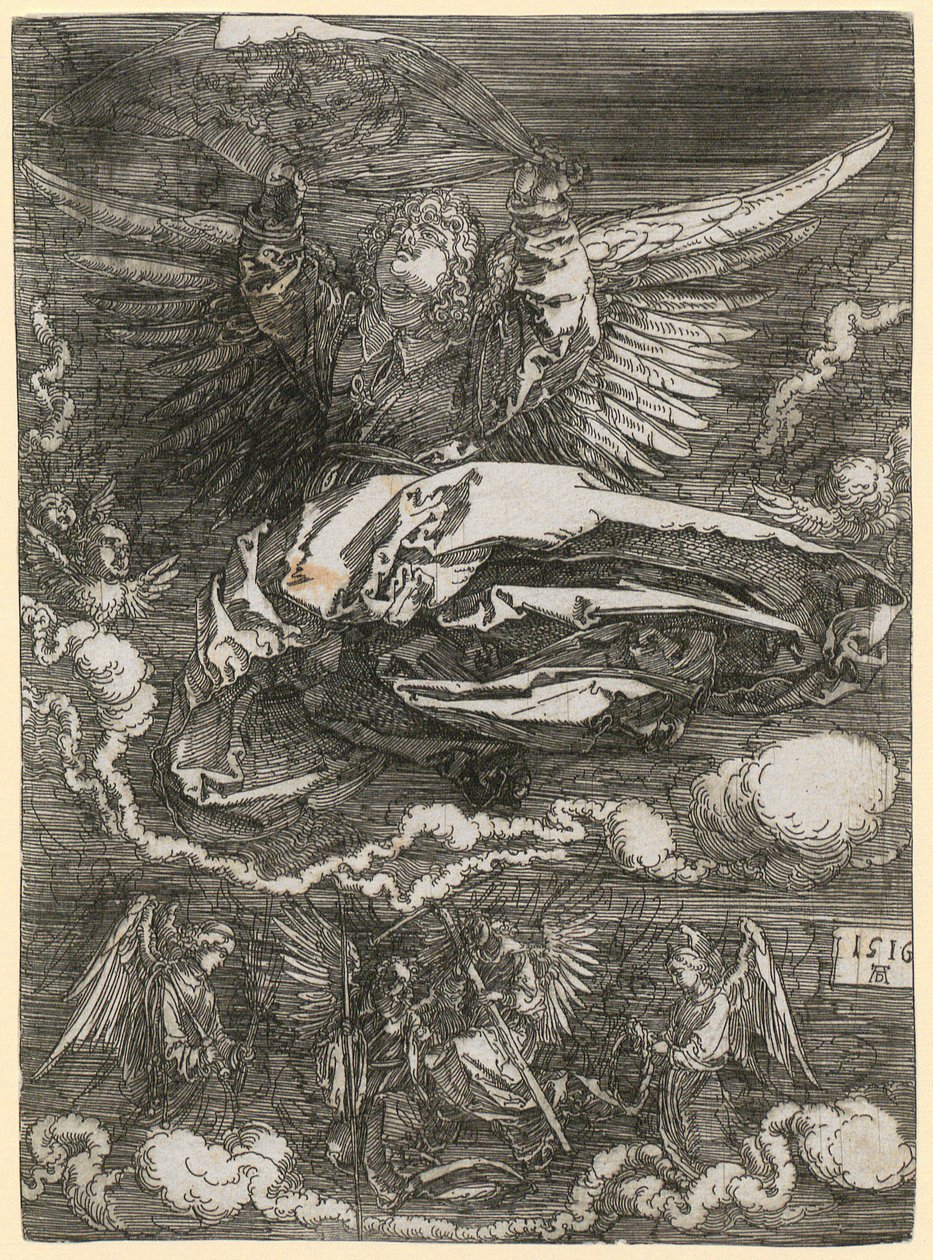 En svettduk som hålls av en ängel av Albrecht Dürer