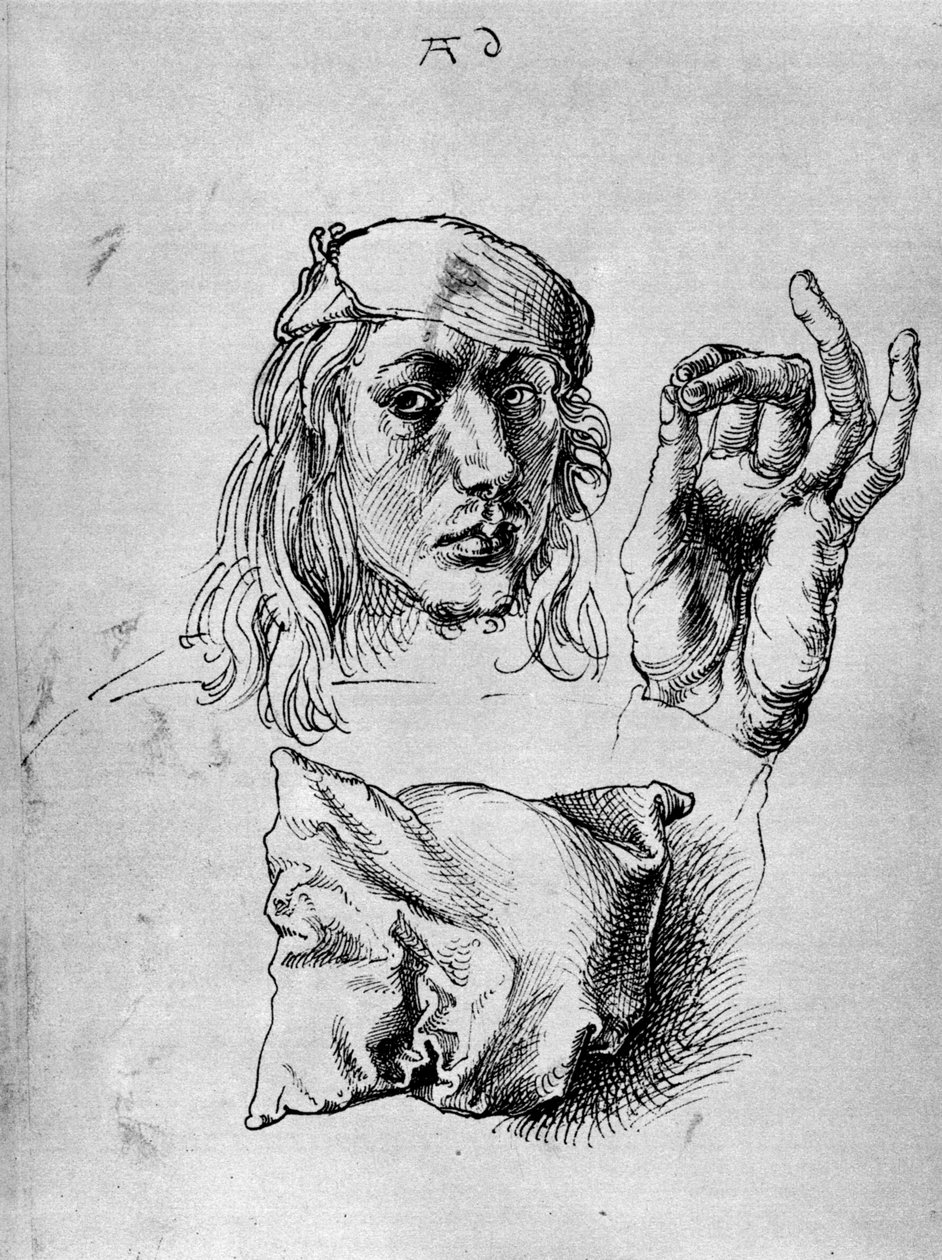 Självporträtt med en kudde, 1493, 1936 av Albrecht Dürer