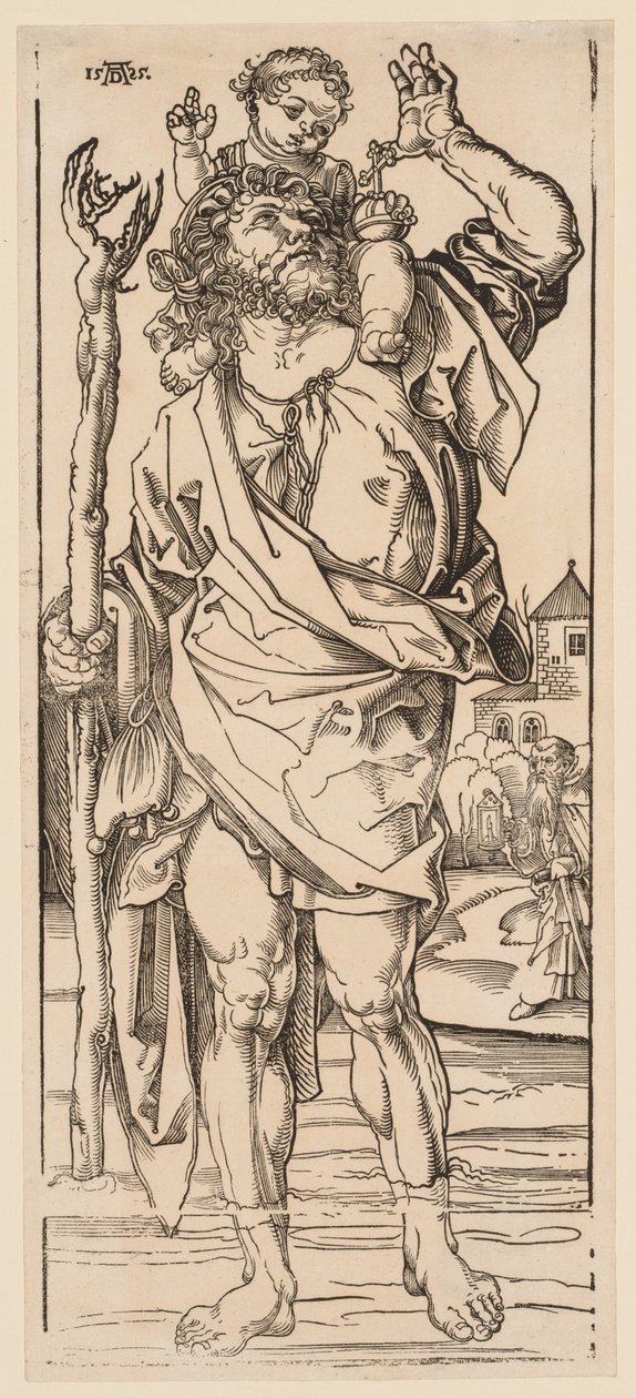 St. Christopher korsar strömmen av Albrecht Dürer