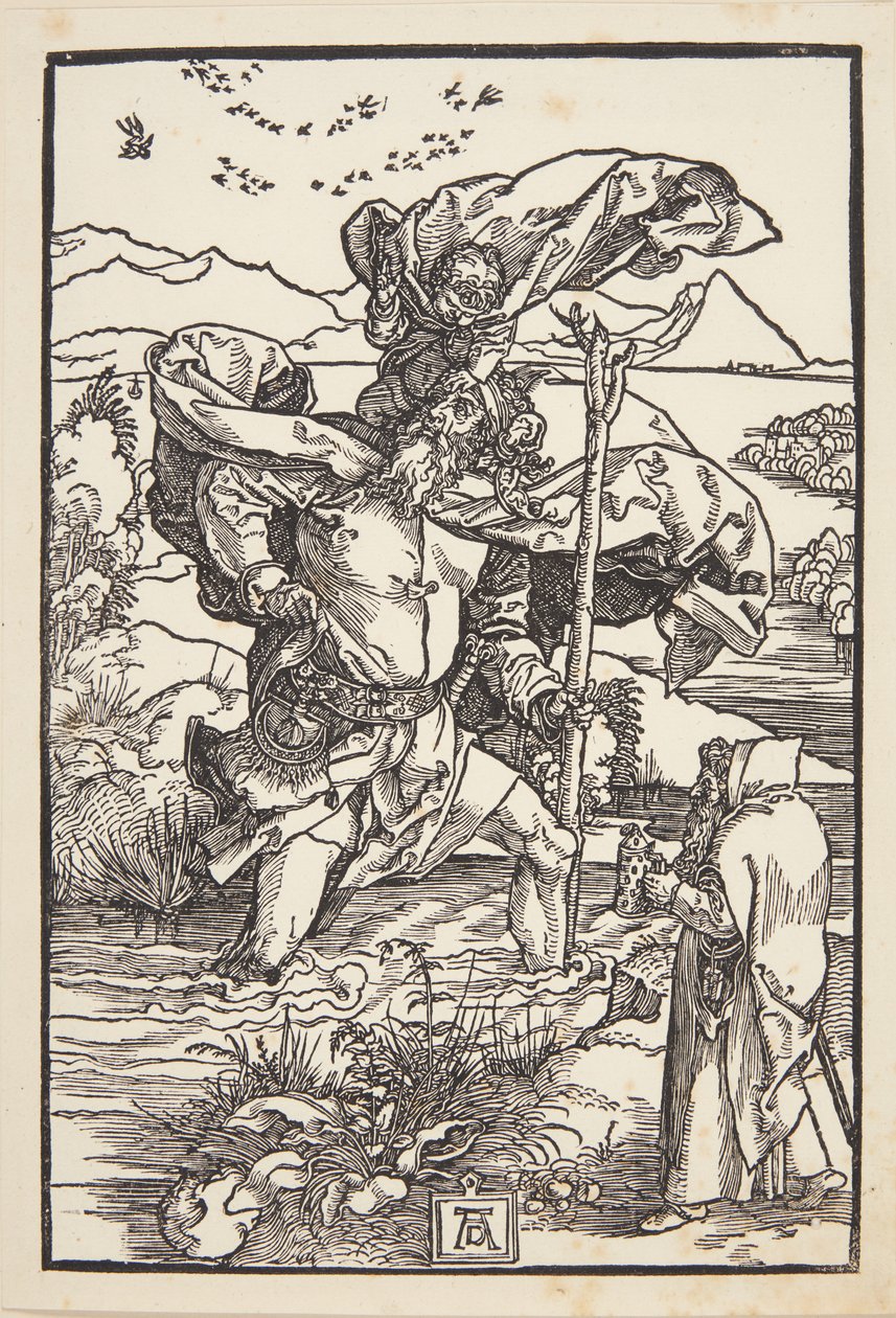 St Christopher i vildmarken med en flygning av fåglar av Albrecht Dürer