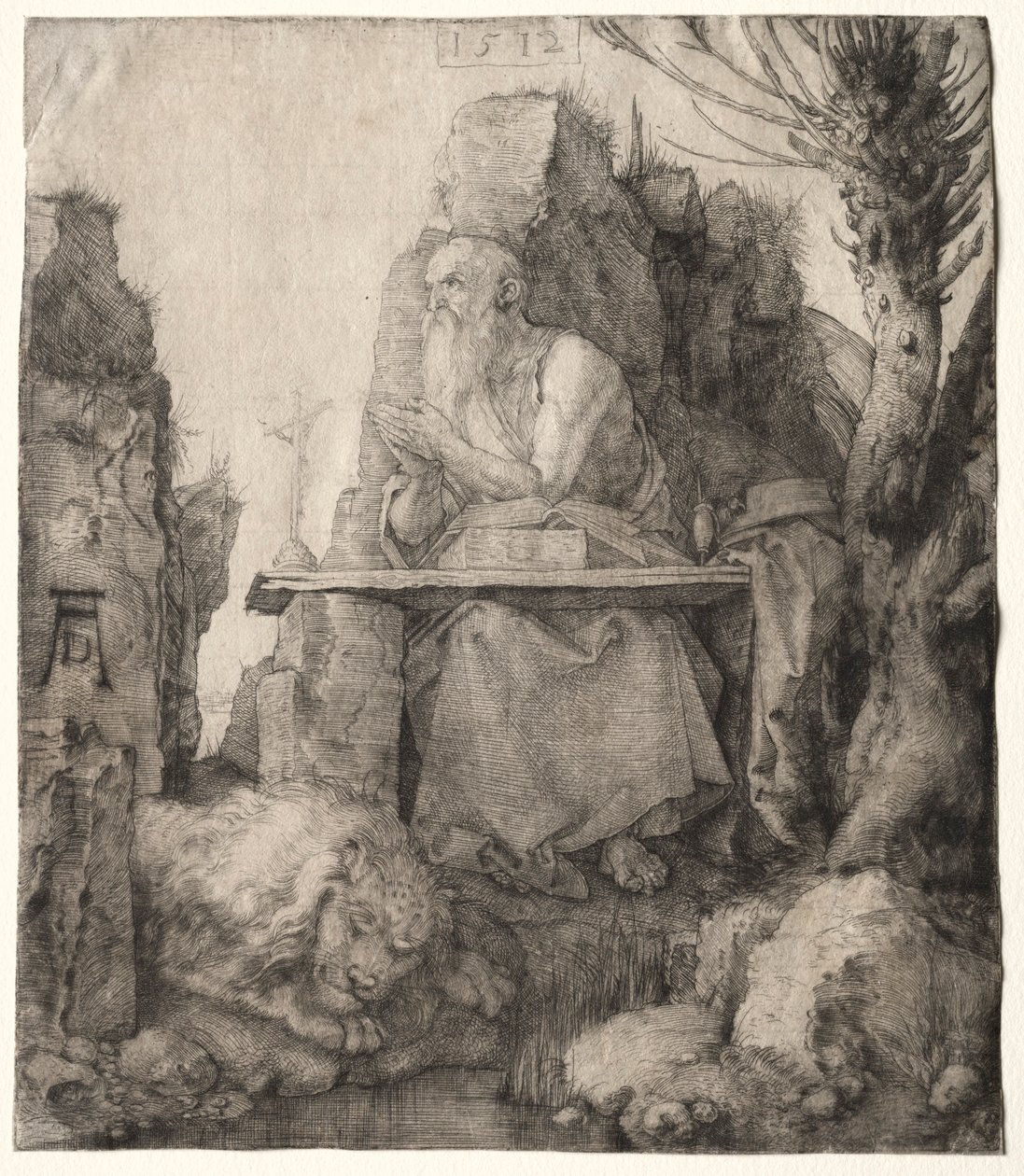 St. Jerome sitter nära en pollardpil, 1512. av Albrecht Dürer