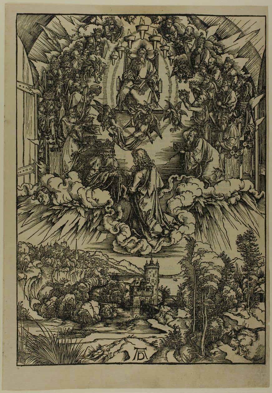 Johannes inför Gud och de äldste, från Apokalypsen av Albrecht Dürer