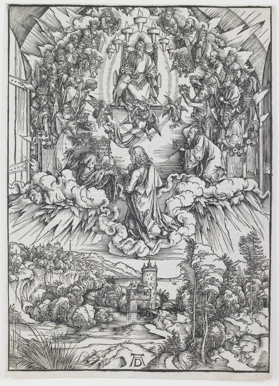 St. John before God and the Elders, från serien "The Apocalypse" av Albrecht Dürer